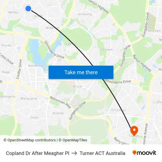 Copland Dr After Meagher Pl to Turner ACT Australia map