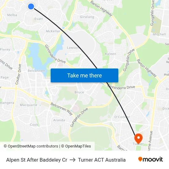 Alpen St After Baddeley Cr to Turner ACT Australia map