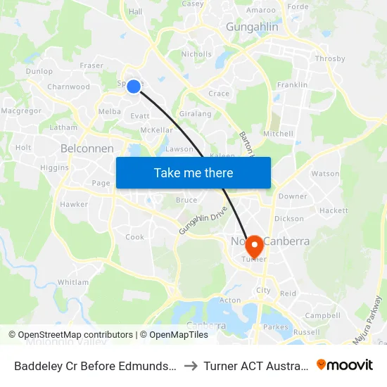 Baddeley Cr Before Edmunds Pl to Turner ACT Australia map
