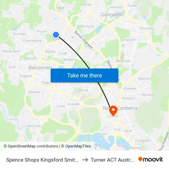 Spence Shops Kingsford Smith Dr to Turner ACT Australia map