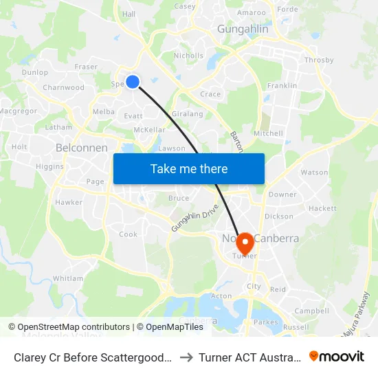Clarey Cr Before Scattergood Pl to Turner ACT Australia map