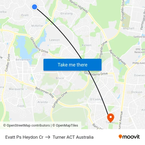 Evatt Ps Heydon Cr to Turner ACT Australia map