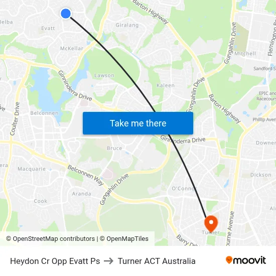 Heydon Cr Opp Evatt Ps to Turner ACT Australia map