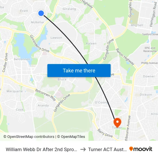 William Webb Dr After 2nd Sproule Cct to Turner ACT Australia map