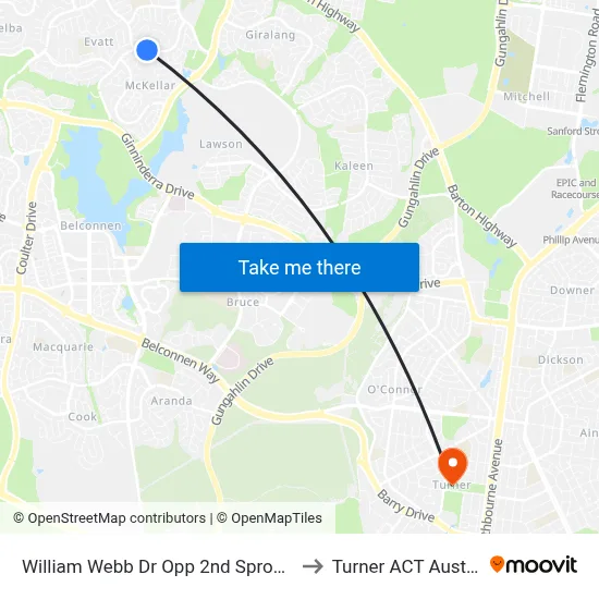 William Webb Dr Opp 2nd Sproule Cct to Turner ACT Australia map