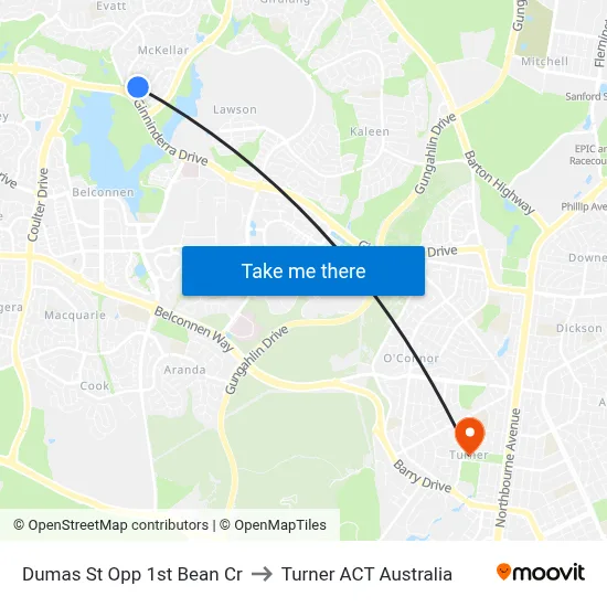Dumas St Opp 1st Bean Cr to Turner ACT Australia map