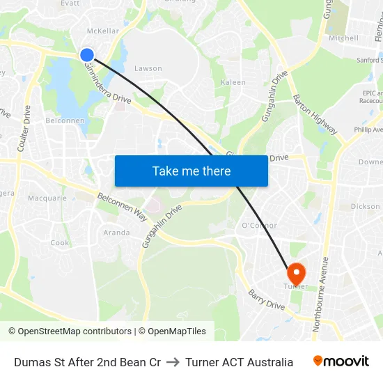 Dumas St After 2nd Bean Cr to Turner ACT Australia map