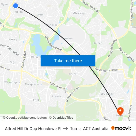 Alfred Hill Dr Opp Henslowe Pl to Turner ACT Australia map