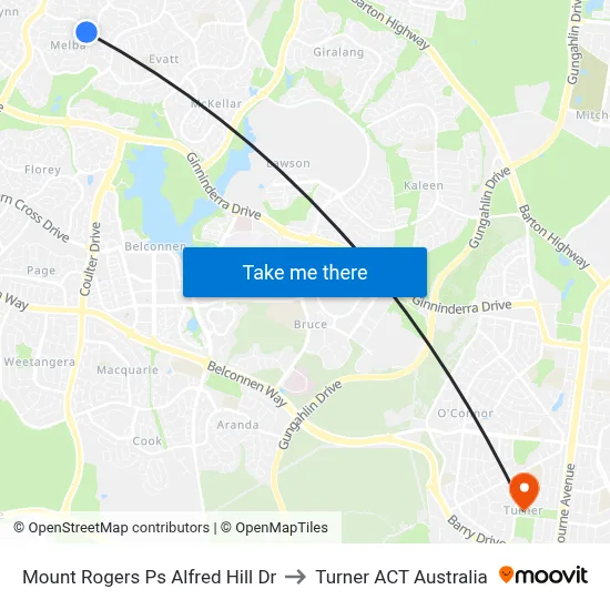 Mount Rogers Ps Alfred Hill Dr to Turner ACT Australia map