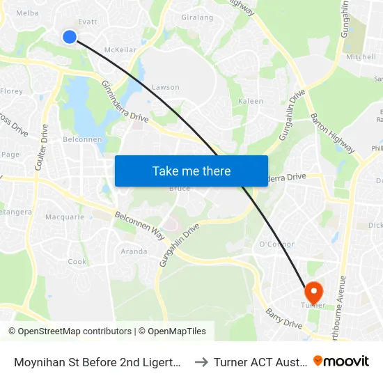 Moynihan St Before 2nd Ligertwood St to Turner ACT Australia map