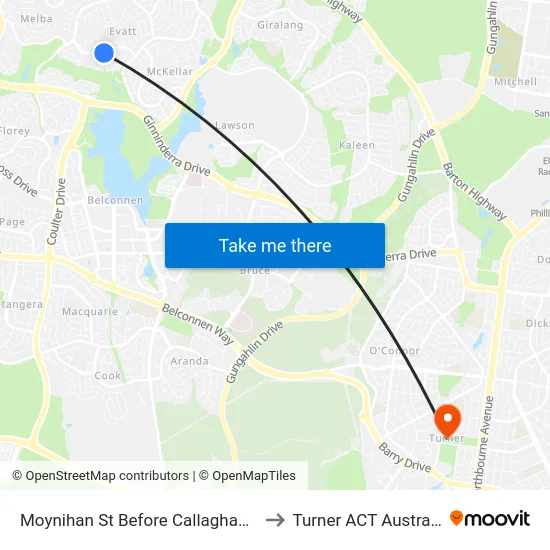Moynihan St Before Callaghan St to Turner ACT Australia map