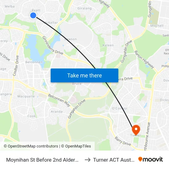 Moynihan St Before 2nd Alderman St to Turner ACT Australia map