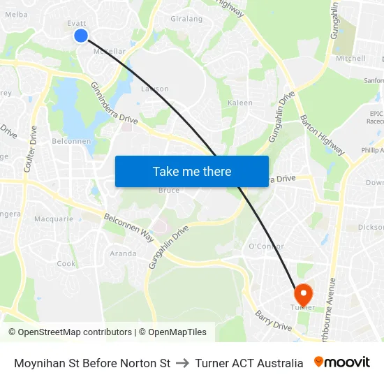 Moynihan St Before Norton St to Turner ACT Australia map