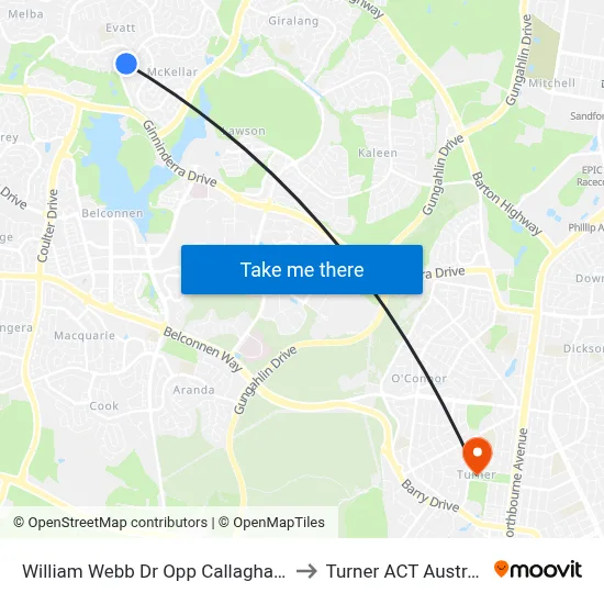 William Webb Dr Opp Callaghan St to Turner ACT Australia map