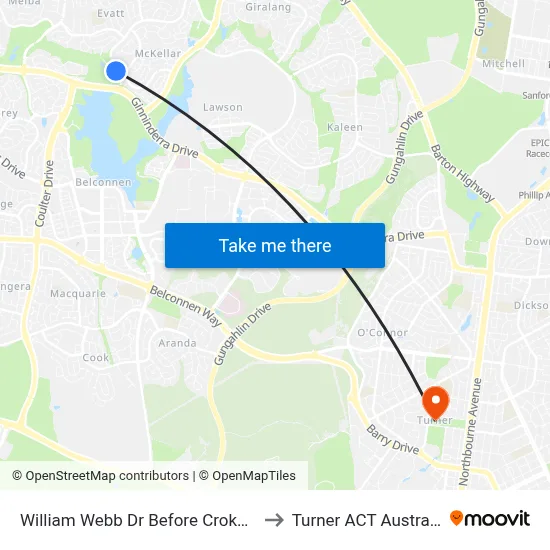 William Webb Dr Before Croke Pl to Turner ACT Australia map