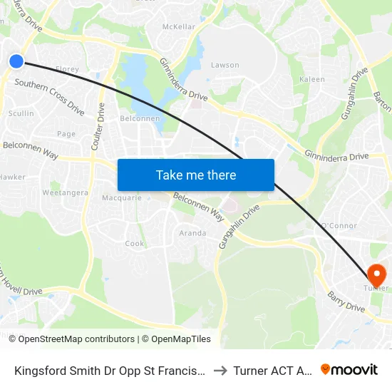 Kingsford Smith Dr Opp St Francis Xavier College to Turner ACT Australia map