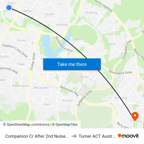 Companion Cr After 2nd Nulsen Cct to Turner ACT Australia map