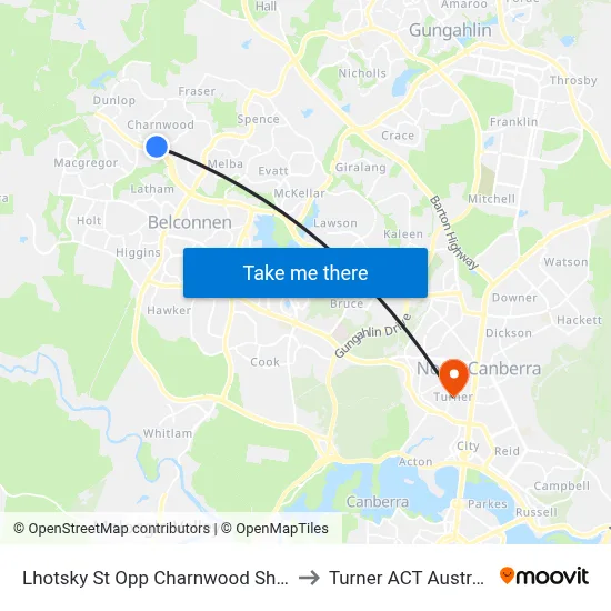 Lhotsky St Opp Charnwood Shops to Turner ACT Australia map