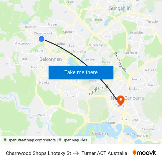 Charnwood Shops Lhotsky St to Turner ACT Australia map