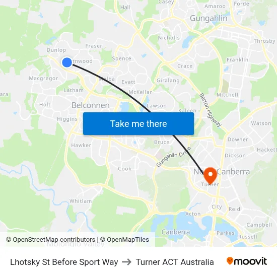 Lhotsky St Before Sport Way to Turner ACT Australia map