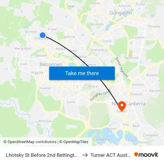 Lhotsky St Before 2nd Bettington Cct to Turner ACT Australia map