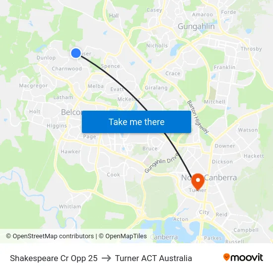 Shakespeare Cr Opp 25 to Turner ACT Australia map