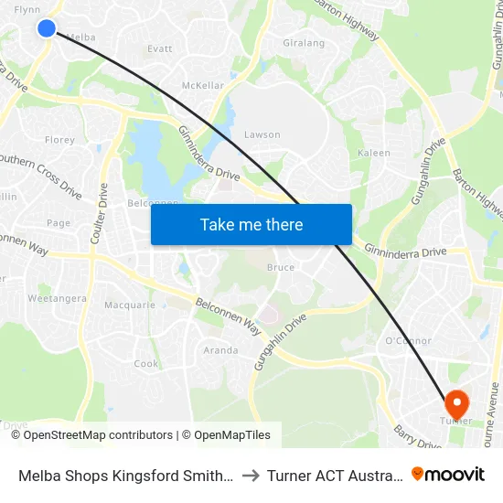 Melba Shops Kingsford Smith Dr to Turner ACT Australia map