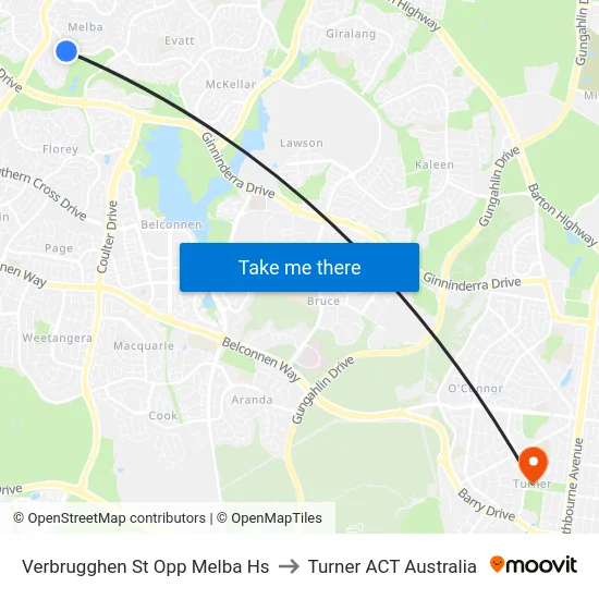 Verbrugghen St Opp Melba Hs to Turner ACT Australia map