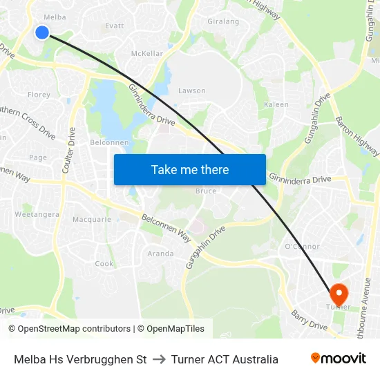 Melba Hs Verbrugghen St to Turner ACT Australia map