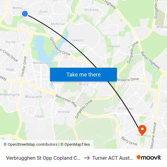 Verbrugghen St Opp Copland College to Turner ACT Australia map