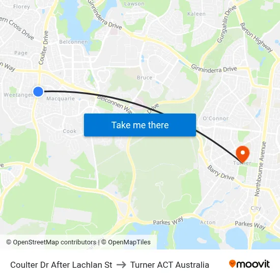 Coulter Dr After Lachlan St to Turner ACT Australia map