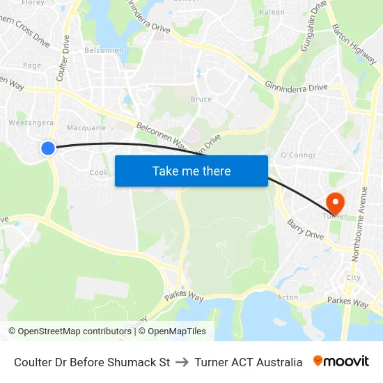 Coulter Dr Before Shumack St to Turner ACT Australia map