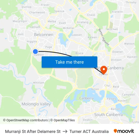 Murranji St After Delamere St to Turner ACT Australia map