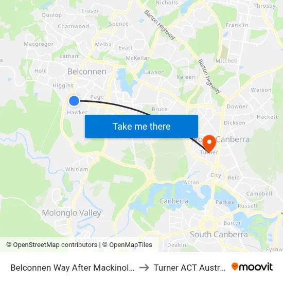 Belconnen Way After Mackinolty St to Turner ACT Australia map