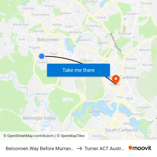 Belconnen Way Before Murranji St to Turner ACT Australia map