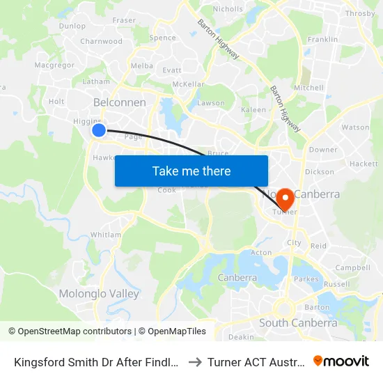 Kingsford Smith Dr After Findlay St to Turner ACT Australia map