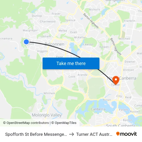 Spofforth St Before Messenger St to Turner ACT Australia map