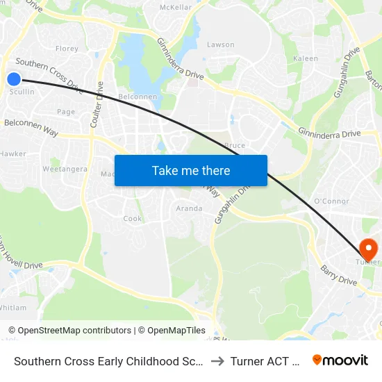 Southern Cross Early Childhood School Wirraway Cr to Turner ACT Australia map