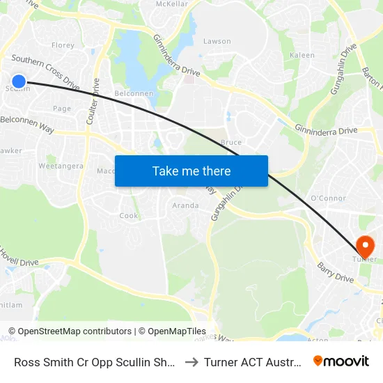 Ross Smith Cr Opp Scullin Shops to Turner ACT Australia map