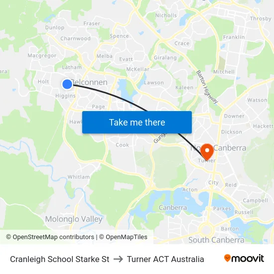 Cranleigh School Starke St to Turner ACT Australia map
