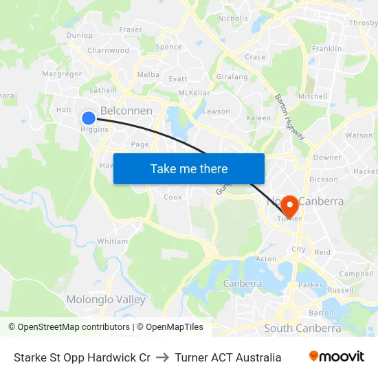 Starke St Opp Hardwick Cr to Turner ACT Australia map