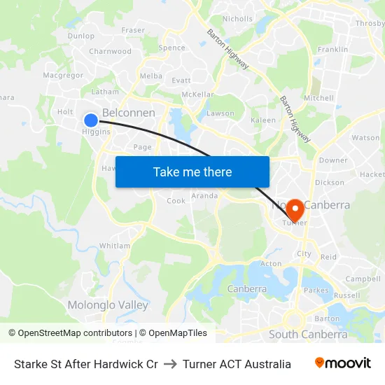 Starke St After Hardwick Cr to Turner ACT Australia map