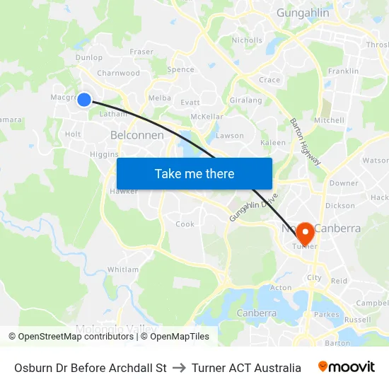 Osburn Dr Before Archdall St to Turner ACT Australia map