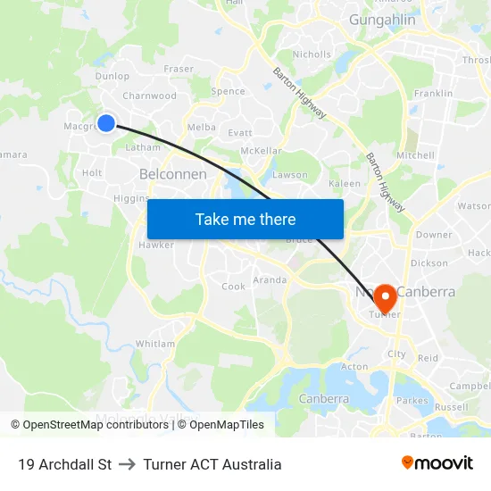 19 Archdall St to Turner ACT Australia map