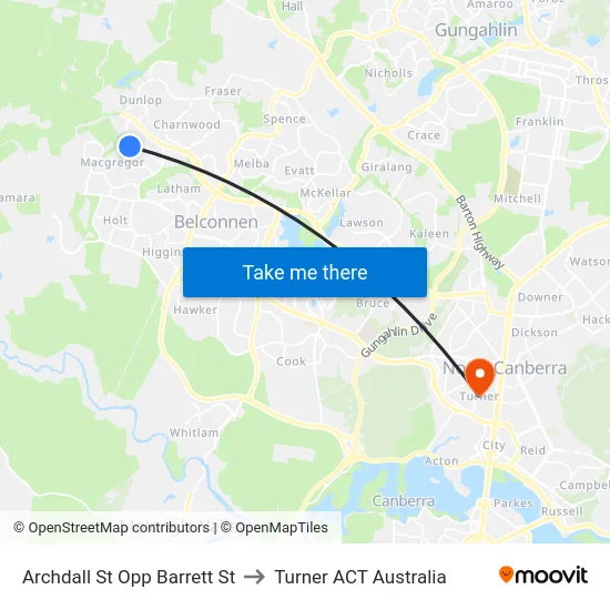 Archdall St Opp Barrett St to Turner ACT Australia map
