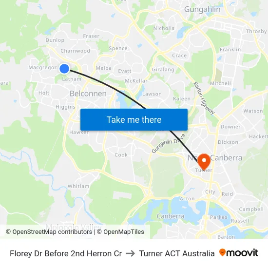 Florey Dr Before 2nd Herron Cr to Turner ACT Australia map