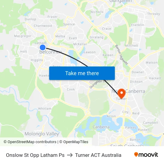 Onslow St Opp Latham Ps to Turner ACT Australia map