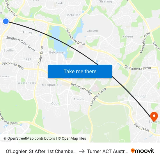 O'Loghlen St After 1st Chambers St to Turner ACT Australia map