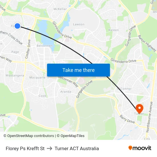Florey Ps Krefft St to Turner ACT Australia map