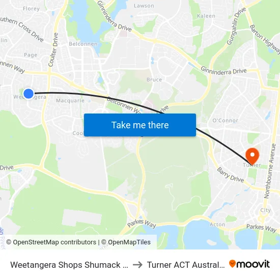Weetangera Shops Shumack St to Turner ACT Australia map